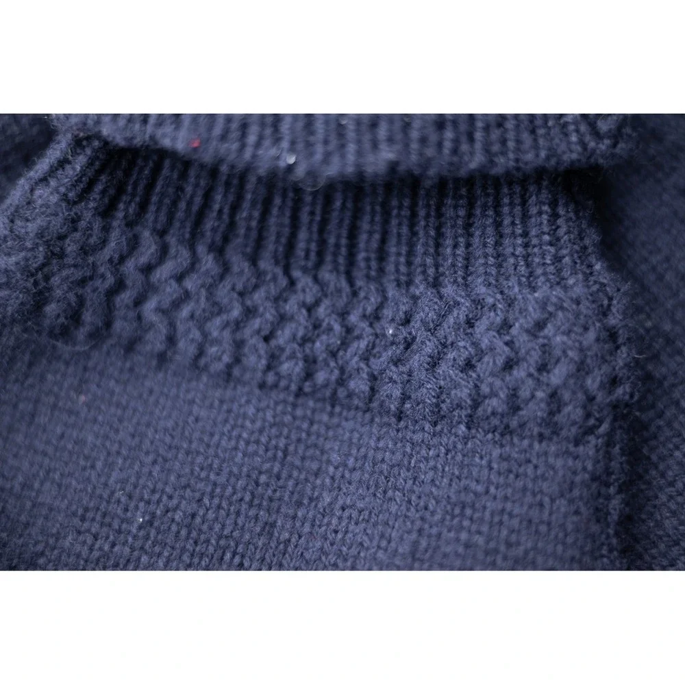 Polo Ralph Lauren Mens XL Navy Blue 100% Lambswool Shawl Collar 1/4 Zip Sweater